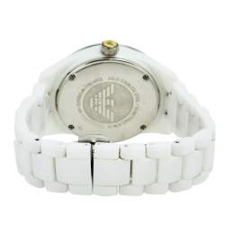 Pre Owned Emporio Armani Mother of Pearl Ceramic Stainless Steel AR-1426 Women's Wristwatch 39 mm