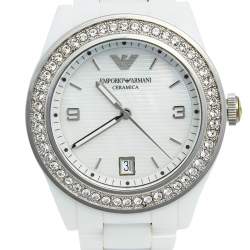 Pre Owned Emporio Armani Mother of Pearl Ceramic Stainless Steel AR-1426 Women's Wristwatch 39 mm