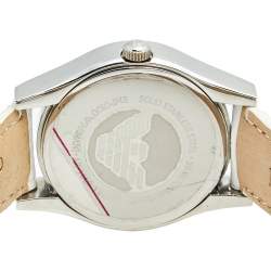 Pre Owned Emporio Armani Mother of Pearl Stainless Steel Leather AR1669 Women's Wristwatch 35 mm