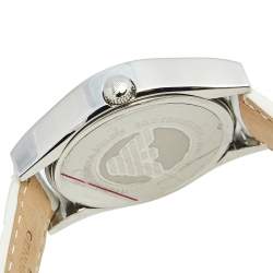 Pre Owned Emporio Armani Mother of Pearl Stainless Steel Leather AR1669 Women's Wristwatch 35 mm