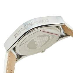 Pre Owned Emporio Armani Mother of Pearl Stainless Steel Leather AR1669 Women's Wristwatch 35 mm