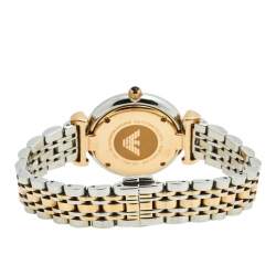 Pre Owned Emporio Armani Blue Two Tone Stainless Steel AR11092 Women's Wristwatch 32 mm