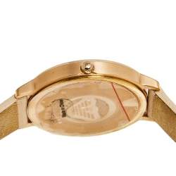 Pre Owned Emporio Armani Silver Rose Gold Plated Stainless Steel Leather AR2510 Women's Wristwatch 32 mm