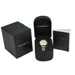 Pre Owned Emporio Armani Mother of Pearl Yellow Gold Plated Stainless Steel AR1907 Women's Wristwatch 32 mm