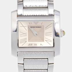 Pre Owned Emporio Armani Champagne Stainless Steel AR5709 Women's Wristwatch 27 mm