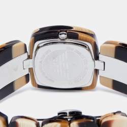 Pre Owned Emporio Armani Champagne Acrylic Stainless Steel Donna AR1305 Women's Wristwatch 27 mm