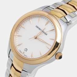 Pre Owned Emporio Armani Mother of Pearl Two Tone Stainless Steel Esedra ARS8503 Women's Wristwatch 35 mm