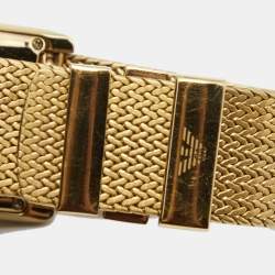 Pre Owned Emporio Armani Mother of Pearl Gold Plated Stainless Steel AR2016 Unisex Wristwatch 31 mm