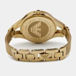 Pre Owned Emporio Armani Silver Gold Plated Stainless Steel Chiara AR7399 Women's Wristwatch 34 mm