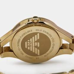 Pre Owned Emporio Armani Silver Gold Plated Stainless Steel Chiara AR7399 Women's Wristwatch 34 mm