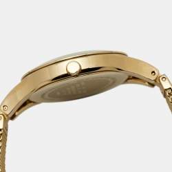 Pre Owned Emporio Armani Silver Gold Plated Stainless Steel Chiara AR7399 Women's Wristwatch 34 mm