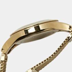 Pre Owned Emporio Armani Silver Gold Plated Stainless Steel Chiara AR7399 Women's Wristwatch 34 mm