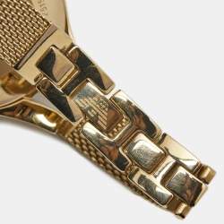 Pre Owned Emporio Armani Silver Gold Plated Stainless Steel Chiara AR7399 Women's Wristwatch 34 mm