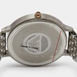 Pre Owned Emporio Armani Mother of Pearl Two Tone Stainless Steel AR80019 Women's Wristwatch 32 mm & Earrings Set