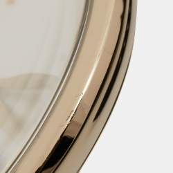 Pre Owned Emporio Armani Mother of Pearl Gold Plated Stainless Steel Leather Arianna AR11200 Women's Wristwatch 32 mm