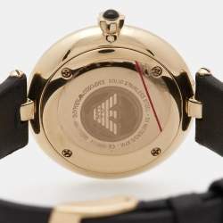 Pre Owned Emporio Armani Mother of Pearl Gold Plated Stainless Steel Leather Arianna AR11200 Women's Wristwatch 32 mm