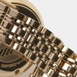 Pre Owned Emporio Armani Silver Gold Plated Stainless Steel Classic AR-1877 Women's Wristwatch 32 mm