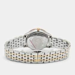 Pre Owned Emporio Armani Silver Two-Tone Stainless Steel Leather Classic AR1963 Women's Wristwatch 30 mm