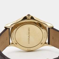 Pre Owned Emporio Armani Champagne Gold Plated Stainless Steel Alligator Classic ARS2004 Unisex Wristwatch 36 mm 