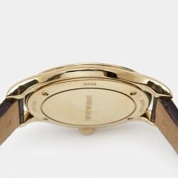 Pre Owned Emporio Armani Champagne Gold Plated Stainless Steel Alligator Classic ARS2004 Unisex Wristwatch 36 mm 