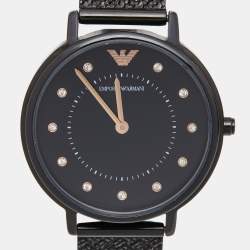 Pre Owned Emporio Armani Black PVD Coated Stainless Steel AR11252 Women's Wristwatch 32 mm