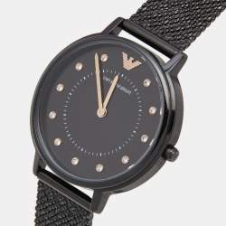 Pre Owned Emporio Armani Black PVD Coated Stainless Steel AR11252 Women's Wristwatch 32 mm