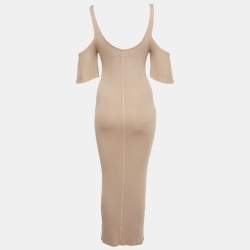 Pre Owned Enza Costa Beige Rib Knit Maxi Dress M