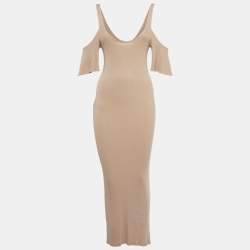 مملوكة مسبقًا Enza Costa Beige Rib Knit Maxi Dress M
