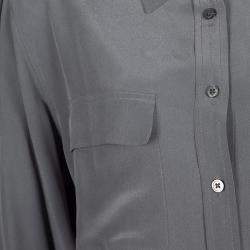 Equipment Gunmetal Grey Silk Long Sleeve Button Front Signature Blouse M