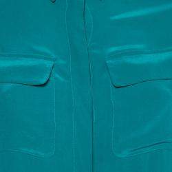 Equipment Femme Everglade Blue Silk Charmeuse Tegan Shirt Dress XS
