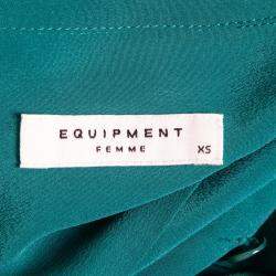 Equipment Femme Everglade Blue Silk Charmeuse Tegan Shirt Dress XS
