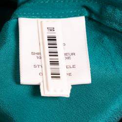 Equipment Femme Everglade Blue Silk Charmeuse Tegan Shirt Dress XS