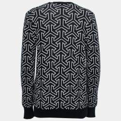 Equipment Femme Black and Ivory Cashmere Wool Jacquard Sullivan Cardigan M