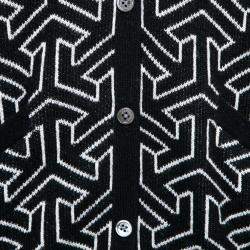 Equipment Femme Black and Ivory Cashmere Wool Jacquard Sullivan Cardigan M