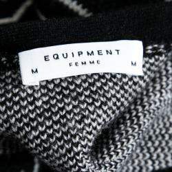 Equipment Femme Black and Ivory Cashmere Wool Jacquard Sullivan Cardigan M