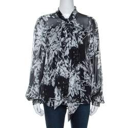 Equipment Grey Printed Silk Cleone Shirt M