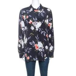 Equipment Eclipse Grey Floral Printed Silk Shirt M