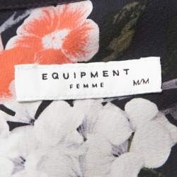 Equipment Eclipse Grey Floral Printed Silk Shirt M