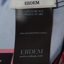 Erdem Multicolor Floral Print Silk Carrington Square Scarf S