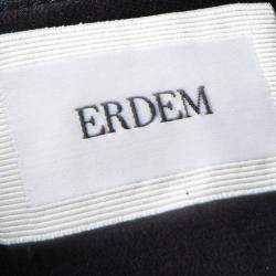 Pre Owned Erdem Black Jacquard Floral Applique Frankie Cropped Peplum Top M