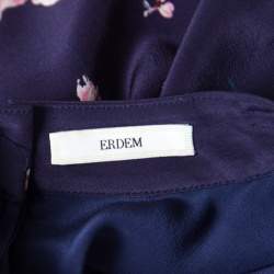 Pre Owned فستان إيردم ميريللا كايو ليلي حرير أزرق كحلي مطبوع M