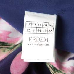 Pre Owned فستان إيردم ميريللا كايو ليلي حرير أزرق كحلي مطبوع M