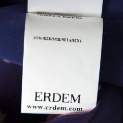 Pre Owned فستان إيردم ميريللا كايو ليلي حرير أزرق كحلي مطبوع M