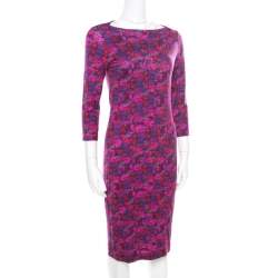 Pre Owned فستان إيردم ريس جيرسيه مورد متعدد الألوان M