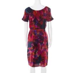 Erdem Multicolor Floral Printed Silk Belted Dress M