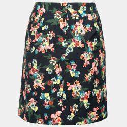 Erdem Multicolor Flower Garden Print Pleat Detail Calista Skirt S