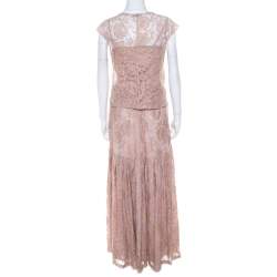 Erdem Light Pink Lace Front Bow Detail Top and Skirt Set M 