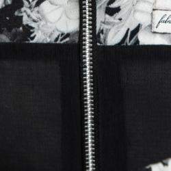 Pre Owned Erdem Black and White Floral Print Stretch Cotton Corset Bodice Dress S 