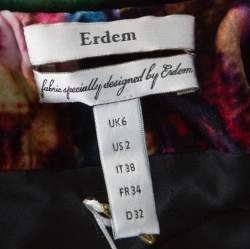 Erdem Multicolor Printed Velvet Slit Detail Daniella Gown S  