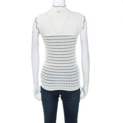Erdem Cream Pointelle Knit Sleeveless Mariana Top S